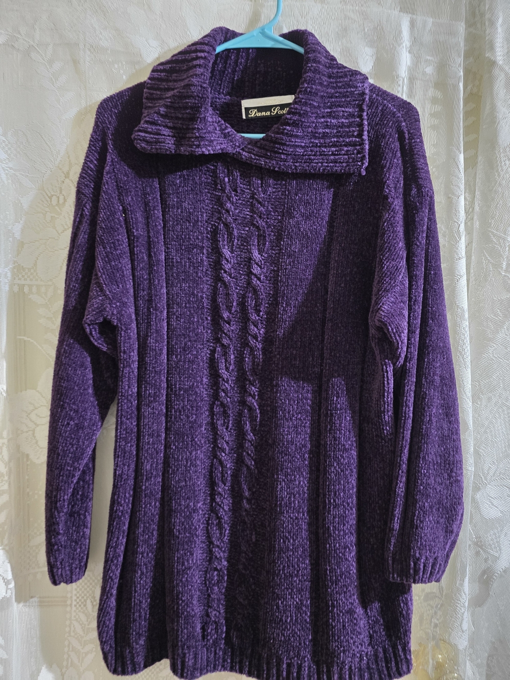 Vintage Dana Scott Purple Cable-Knit Women's Sweater